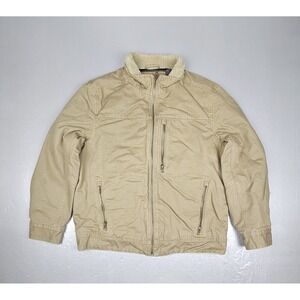 LL Bean Coat Mens Medium Tan Pine Ridge Insulated Field Jacket Fleece Lined